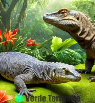 Dragones de Komodo y lagartos monitores en una jungla tropical