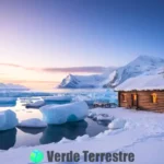 Paisaje helado con montañas nevadas