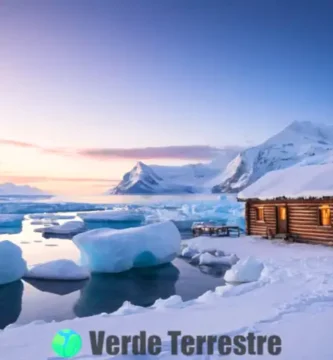 Paisaje helado con montañas nevadas