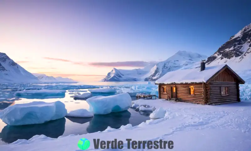 Paisaje helado con montañas nevadas