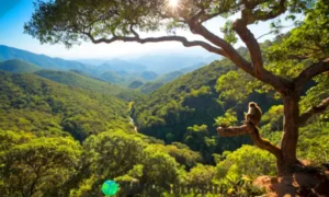 Paisaje de un bosque en México con árboles altos