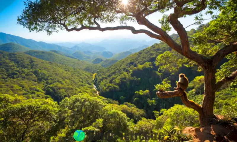 Paisaje de un bosque en México con árboles altos