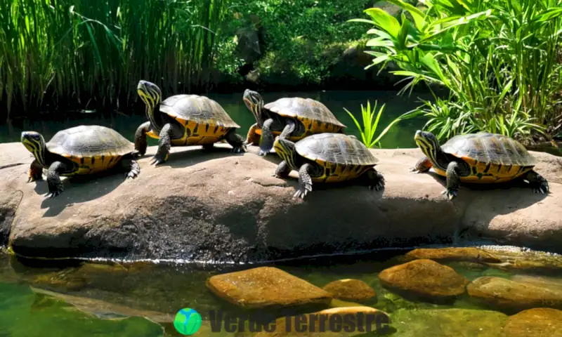 Tortugas semi-aquáticas en un entorno natural