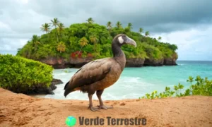 Un dodo majestuoso en una costa rocosa