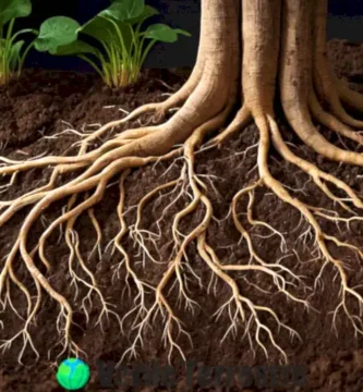 Ilustración detallada de un sistema de raíces de planta subterráneas