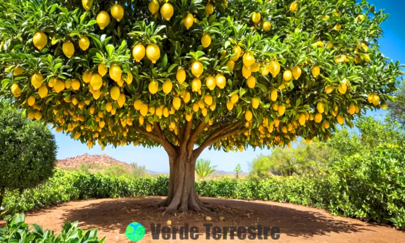 Árbol de limón vibrante con hojas verdes