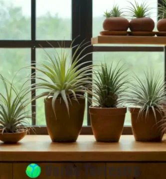 Colección vibrante de plantas aéreas en un ambiente interior acogedor y bien iluminado