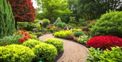 Un jardín vibrante con diversas plantas
