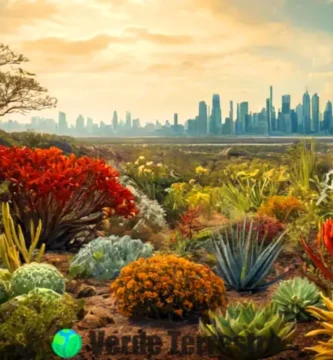 Representación artística de plantas extintas en un paisaje exuberante