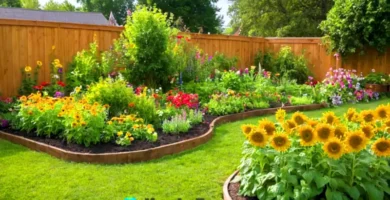 Jardín vibrante con 22 plantas de crecimiento rápido