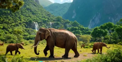 Animales prehistóricos como dinosaurios