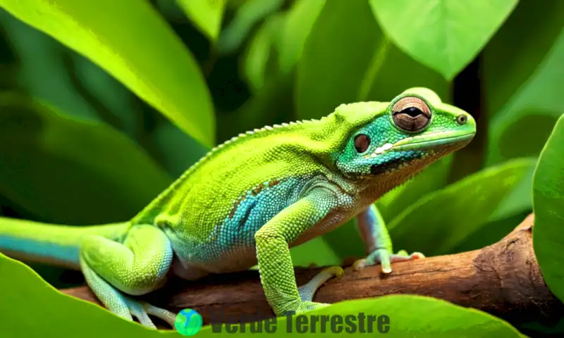 Ilustración colorida de reptiles y anfibios en un entorno tropical, destacando adaptaciones respiratorias, con una rana arborícola, iguana y camaleón