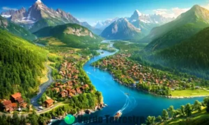 Ilustración que muestra una división entre geografía física
