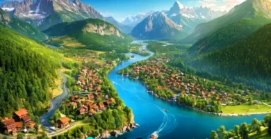 Ilustración que muestra una división entre geografía física