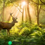Ilustración de una red alimentaria en un bosque