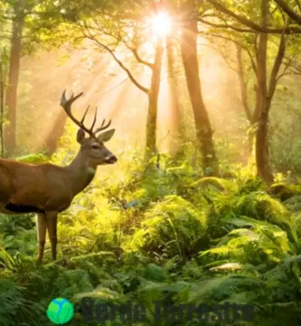 Ilustración de una red alimentaria en un bosque