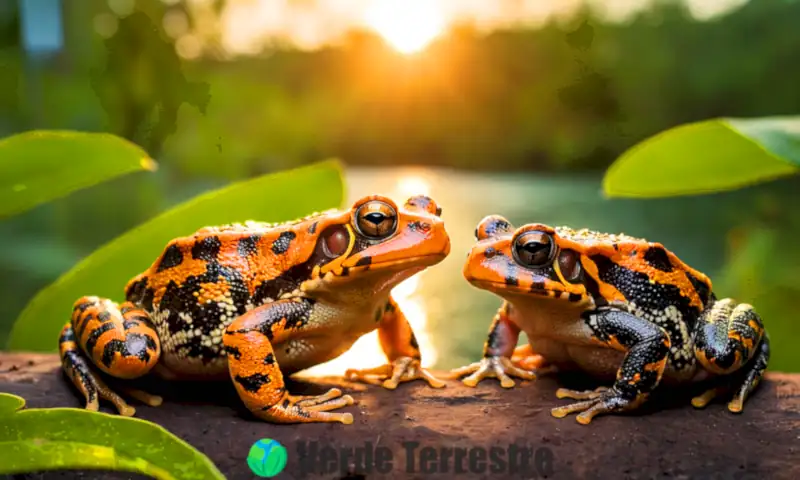 Variadas ranas venenosas de Florida en un entorno tropical, destacando sus colores y patrones únicos