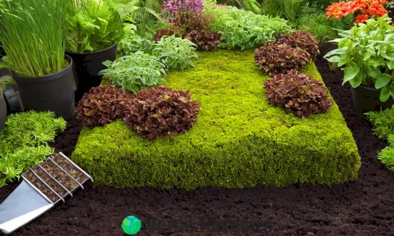 Ilustración de sustrato de turba en un jardín