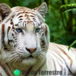 Tigre blanco majestuoso en una jungla exuberante