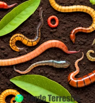 Ilustración colorida de diferentes tipos de lombrices en sus hábitats naturales