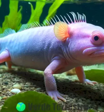 Varios axolotls de México en un fondo acuático vibrante con plantas y luz suave