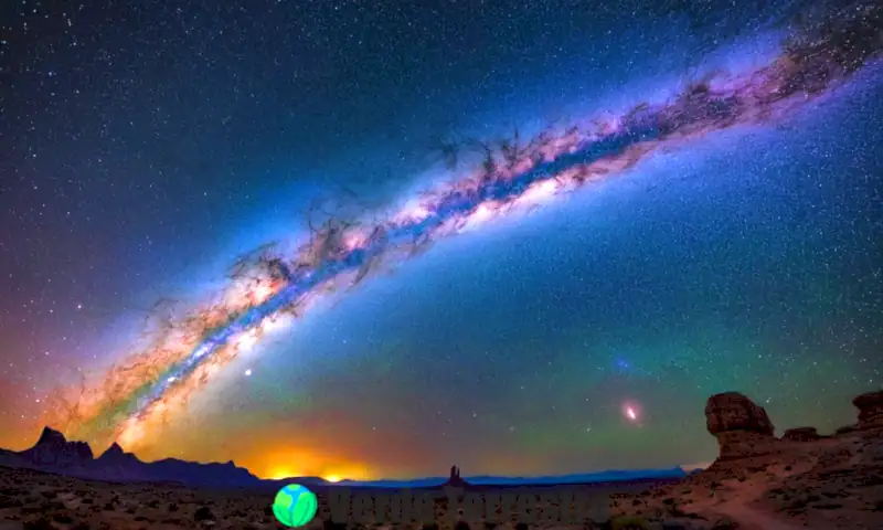 Galaxias lenticulares brillantes en un paisaje cósmico lleno de estrellas y diversos tipos de galaxias