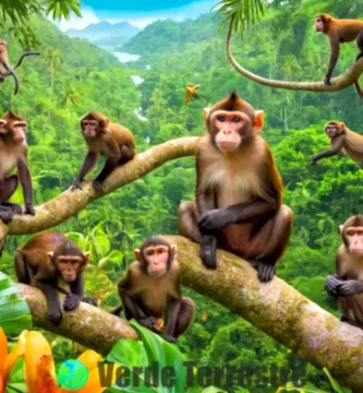 Diversas especies de monos juegan en una jungla vibrante