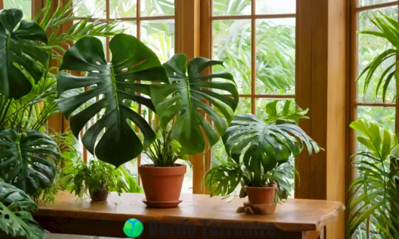 Varias plantas Monstera en un ambiente interior luminoso