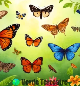 Ilustración realista de 26 polillas variadas en colores vibrantes