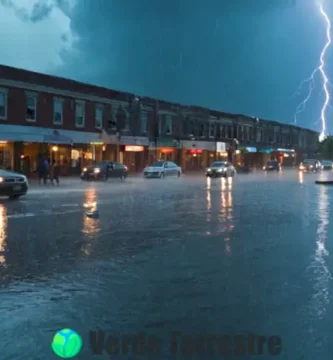 Escena de tormenta con lluvia torrencial