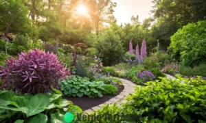 Jardín vibrante con la planta Venus Thunder