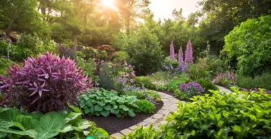 Jardín vibrante con la planta Venus Thunder