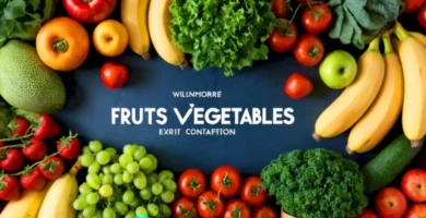 Portada que muestra un cesto de frutas coloridas a un lado y un jardín de verduras al otro